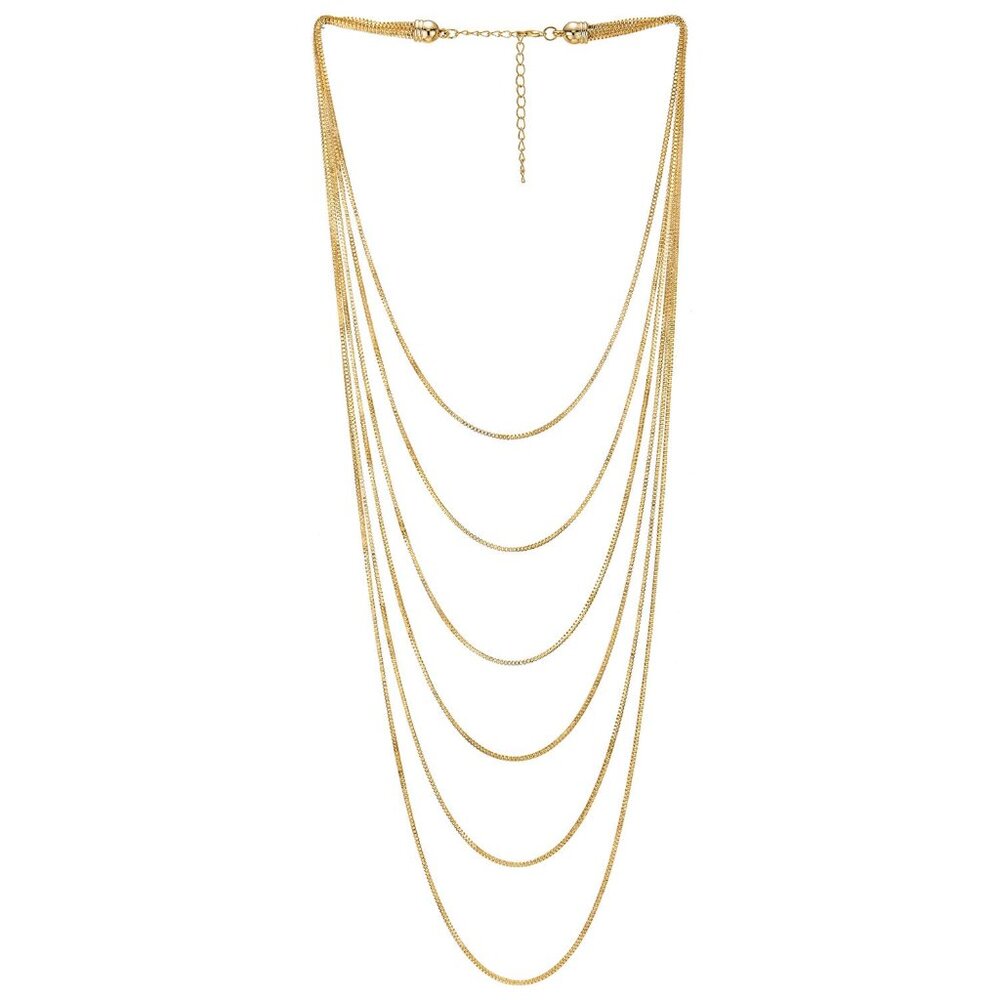 Multi-Strand Waterfall Statement Necklace Choker … - image 1